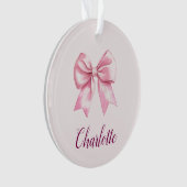 Elegante roze strik & naam | Gepersonaliseerd Orna Ornament (voorkant)