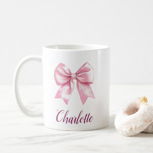 Elegante Roze Strik & Naam Koffiemok