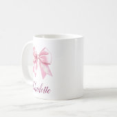 Elegante Roze Strik & Naam Koffiemok (Voorkant links)