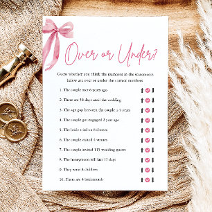 Elegante Roze Strik Over of Onder Bruidsfeest Spel Kaart