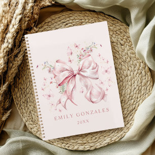Elegante roze strik & parels Coquette gepersonalis Planner