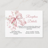 Elegante roze strik parels Quinceañera Receptie Informatiekaartje (Voorkant)