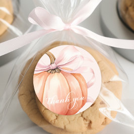 Elegante Roze Strik Pompoen Bedankt Sticker