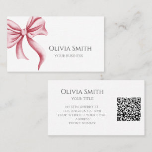 Elegante Roze Strik QR Code Visitekaartje