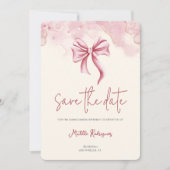 Elegante roze strik Quinceañera foto Save The Date (Voorkant)