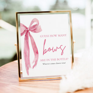 Elegante Roze Strik Raad Hoeveel Strikken Spel Poster