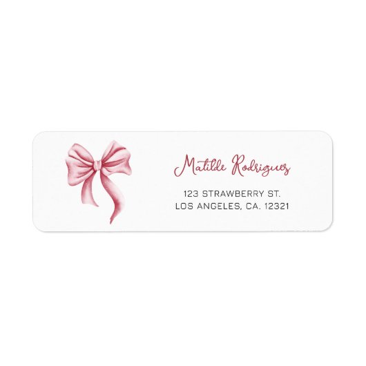 Elegante Roze Strik Retouradres Etiket (Voorkant)