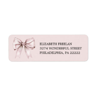 Elegante roze strik retouradres etiket