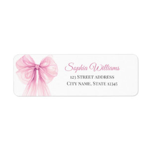 Elegante Roze Strik Retouradreslabels Etiket