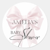 Elegante Roze Strik Ronde Sticker (Voorkant)