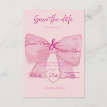 Elegante Roze Strik "Save the Date" Trouw 