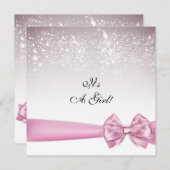 Elegante roze strik Sparkles Baby shower Kaart (Voorkant / Achterkant)