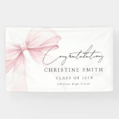 Elegante Roze Strik Tekst Gefeliciteerd Banner (Horizontaal)