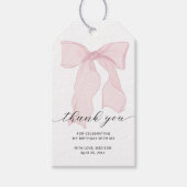 Elegante Roze Strik Verjaardag Cadeaulabel (Voorkant)