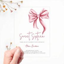 Elegante Roze Strik Verjaardagsfeest Sweet Sixteen