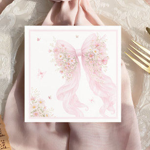 Elegante Roze Strik Vlinder Baby Shower Servet