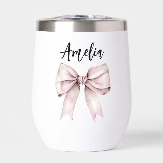 Elegante roze strik waterfles (Voorkant)
