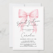 Elegante Roze Strik Zachte 16 Uitnodiging (Voorkant)
