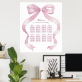 Elegante Roze Strik Zittijd Grafiek Poster (Thuiskantoor)