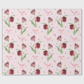 Elegante Roze Strikende Tulp Bloemmotief  Cadeaupapier (Vlak)