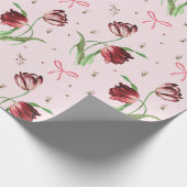 Elegante Roze Strikende Tulp Bloemmotief  Cadeaupapier (Hoek)