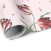 Elegante Roze Strikende Tulp Bloemmotief  Cadeaupapier (Rol Hoek)