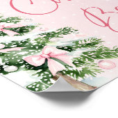 Elegante roze strikjes kerstboom chili bar poster (Hoek)