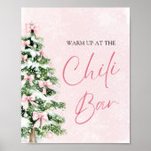 Elegante roze strikjes kerstboom chili bar poster (Voorkant)