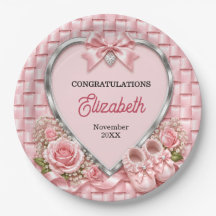 Elegante Roze Strikte Lint Meisje Baby Shower