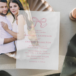 Elegante Roze Strikte Trouwboog Vellum Uitnodigingen
