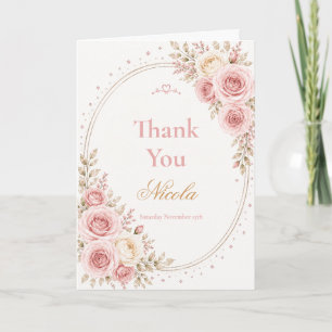 Elegante Roze Sweet 16 Bedankkaart