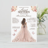 Elegante roze Sweet 16 Fancy jurken Kaart (Staand voorkant)