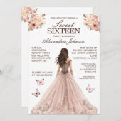 Elegante roze Sweet 16 Fancy jurken Kaart (Voorkant / Achterkant)