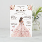 Elegante roze Sweet 16 Fancy jurken Kaart (Staand voorkant)