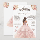 Elegante roze Sweet 16 Fancy jurken Kaart (Voorkant / Achterkant)