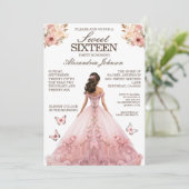 Elegante roze Sweet 16 Fancy jurken Kaart (Staand voorkant)
