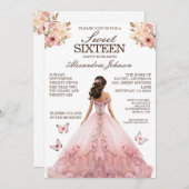 Elegante roze Sweet 16 Fancy jurken Kaart (Voorkant / Achterkant)