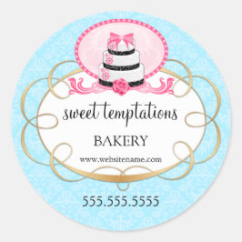 Elegante roze taart bakkerij verpakking ronde sticker