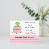 Elegante Roze Taart Bruidsfeest Uitnodiging (Staand voorkant)