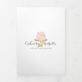 Elegante Roze Taart met Bloemen Bakkerij Brochure Drieluik Kaart (Cover)