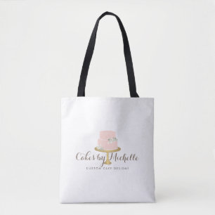 Elegante Roze Taart met Bloemen Bakkerij Tote Bag