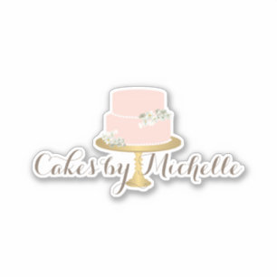Elegante Roze Taart met Bloemen Sticker