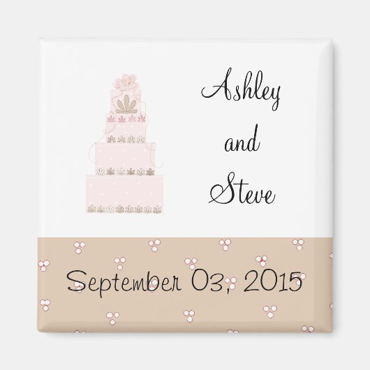 Elegante Roze Taart Save the Date Magneet (Voorkant)