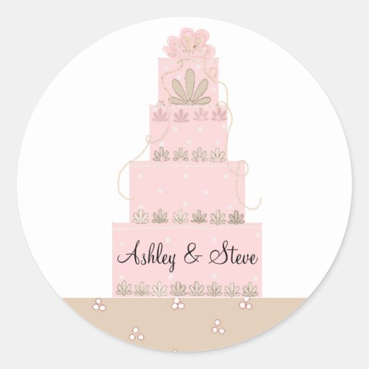 Elegante Roze Taart Save the Date Ronde Sticker (Voorkant)