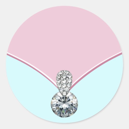 Elegante Roze Teal Blauwe Diamant Stickers (Voorkant)