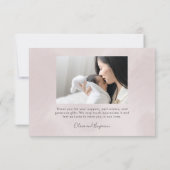 Elegante Roze Textuur Script Baby Geboorte Twee Fo Bedankkaart (Achterkant)