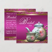 Elegante Roze Thee Bruiloftsfeest Kaart (Voorkant / Achterkant)