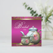 Elegante Roze Thee Bruiloftsfeest Kaart (Staand voorkant)