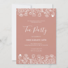 Elegante Roze Thee Uitnodiging