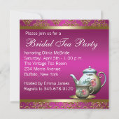 Elegante Roze Theepartij Bruidsborrel Kaart (Achterkant)